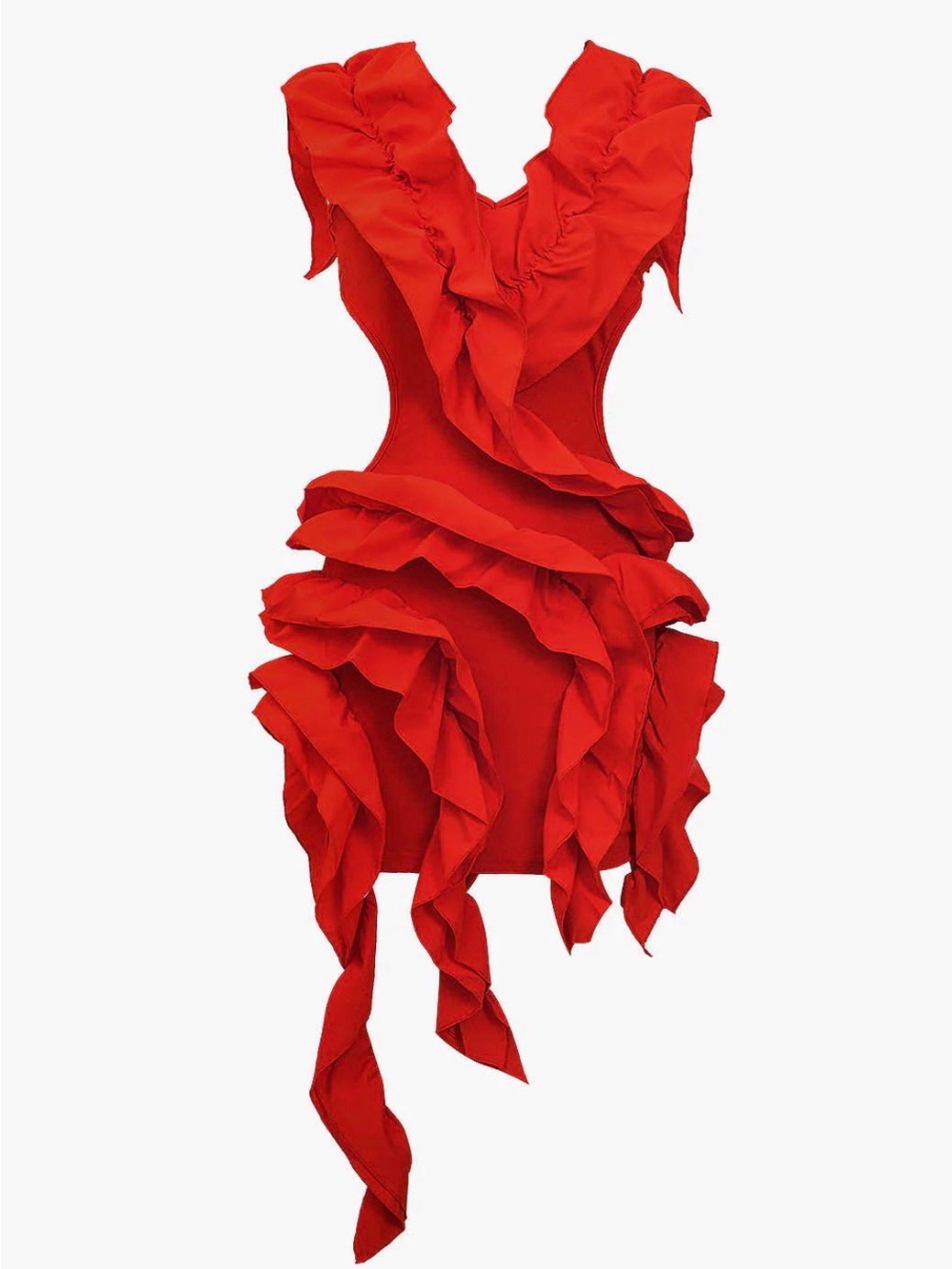 NWT Vibrant Red Ruffled Cocktail Dress